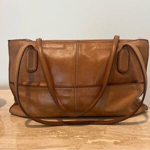 HOBO The Original Tan Leather Satchel Shoulder Bag  Purse  Vintage